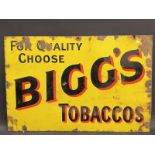 A Bigg's Tobaccos rectangular enamel sign, 30 x 20".