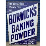 A large Borwick's Baking Powder rectangular enamel sign by Willing & Co. Ltd. Works London, 40 x