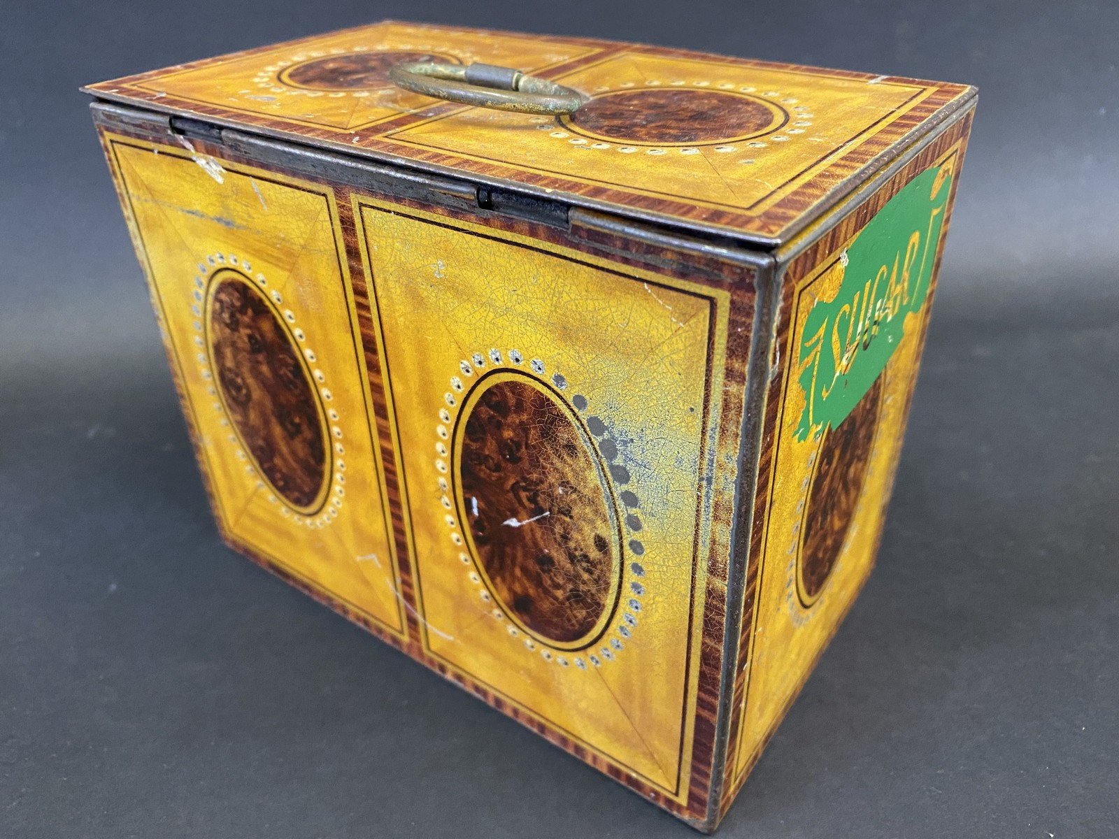 A William Crawford & Sons Ltd rectangular biscuit tin in the form of a Georgian tea caddy, with faux - Image 2 of 4