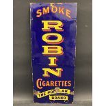 An Ogden's Robin Cigarettes rectangular enamel sign, excellent gloss, 12 x 30".
