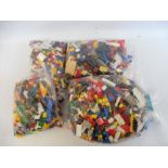 A box of vintage Lego, blocks and accessories.