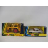 A Corgi Massey Ferguson tractor circa 1973, box good, model excellent plus a circa 1995 Corgi