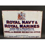 A Royal Navy & Royal Marines Recruiting Office rectangular enamel sign by Chromo, 34 x 24".