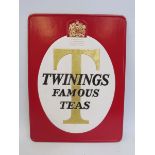 A Twinings Famous Teas rectangular embossed showcard, 9 x 12".