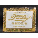 A double sided enamel sign adverising Queen Qualiy Shoes for Women, 19 x 13 3/4".