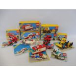 Six boxed Lego sets circa late 1980s: 6643, 6506, 6658, 6650, 6688 and 6687, unchecked.