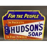A Hudson's Soap 'For the People' enamel sign by Chromo, with some restoration, 27 x 19 3/4".