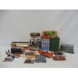 A box of various toys including Britains Space, a Dinky Convoy set etc.
