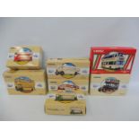 Seven Corgi vintage bus series, all boxed.