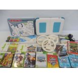 A boxed quantity of XBox Wii games and many accessories (unchecked).