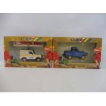 Two boxed Britains: no. 9917 Police Land Rover and no. 9924 British Gas Land Rover, boxes and models
