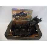 A collection of of Kenner Batmobiles, one boxed the rest loose.