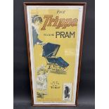 A framed and glazed Trippa Folding Pram pictorial advertisement, wholesaled by Brown Brothers Ltd,