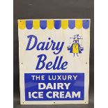 A Dairy Belle - The Luxury Dairy Ice Cream rectangular enamel sign with older, amateur retouching,