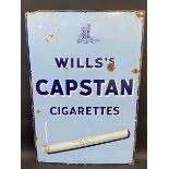 A Wills's Capstan Cigarettes 'lit cigarette' rectangular enamel sign, 24 x 36".