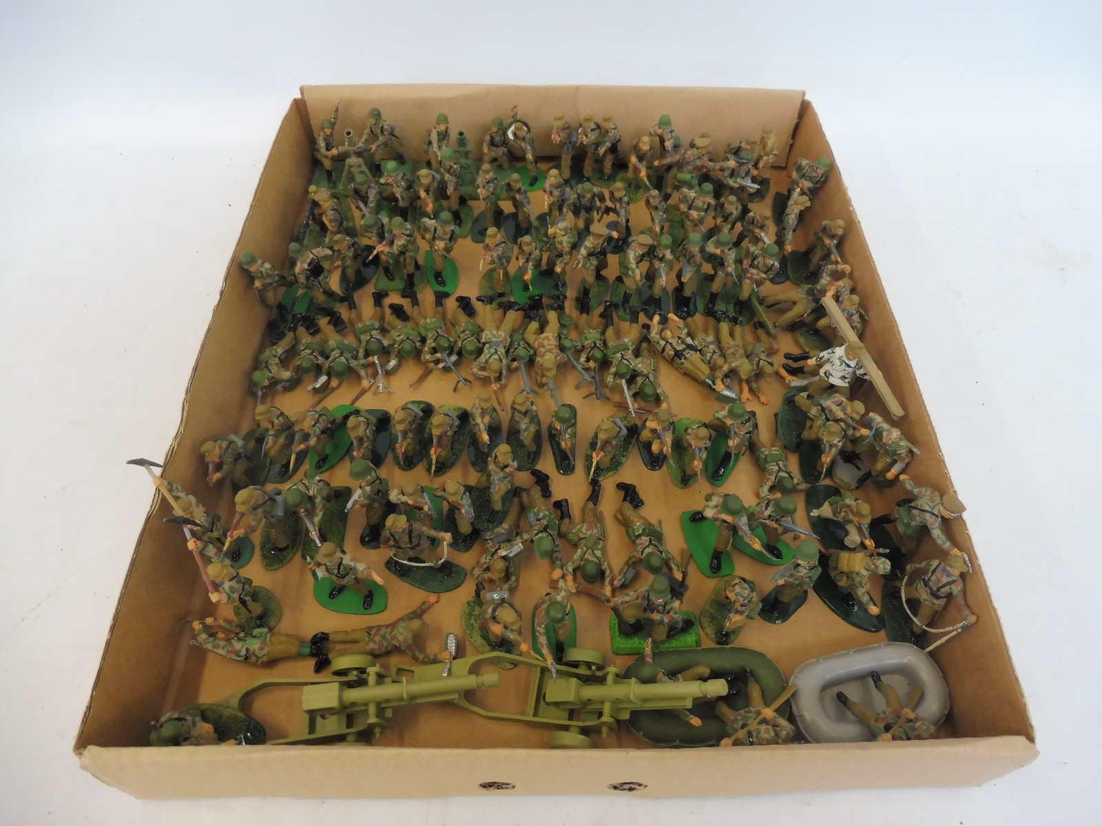 A quantity of German Alpine Troops with Britains mortar sets, all overpainted to a good standard.