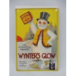 A Winter's Glow 'for chapped hands' pictorial advertisment depicting a snowman holding a packet of