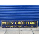 A Wills's Gold Flake Cigarettes '10 for 3D' rectangular enamel sign, 72 x 15".