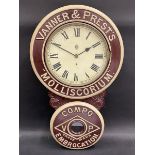 A rare Vanner & Prest's 'Molliscorium drop dial advertising wall clock, 19 x 31".