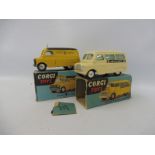 Two boxed 1960s Corgi die-cast models: A Bedford Utilecon Ambulance and a Bedford AA Road Service,