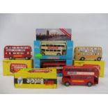 Three Budgie Routemaster buses, boxed, boxes VG+, models excellent plus two Lonestar Routemaster