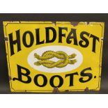 A Holdfast Boots rectangular enamel sign with excellent gloss, 24 x 18".