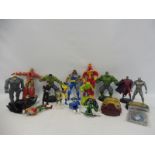 A small box of action figures to include Mask, Hulk etc.