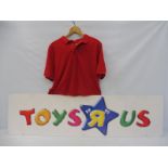 A Toys r Us shop display advertising sign plus a t-shirt and a quantity of original MacDonalds