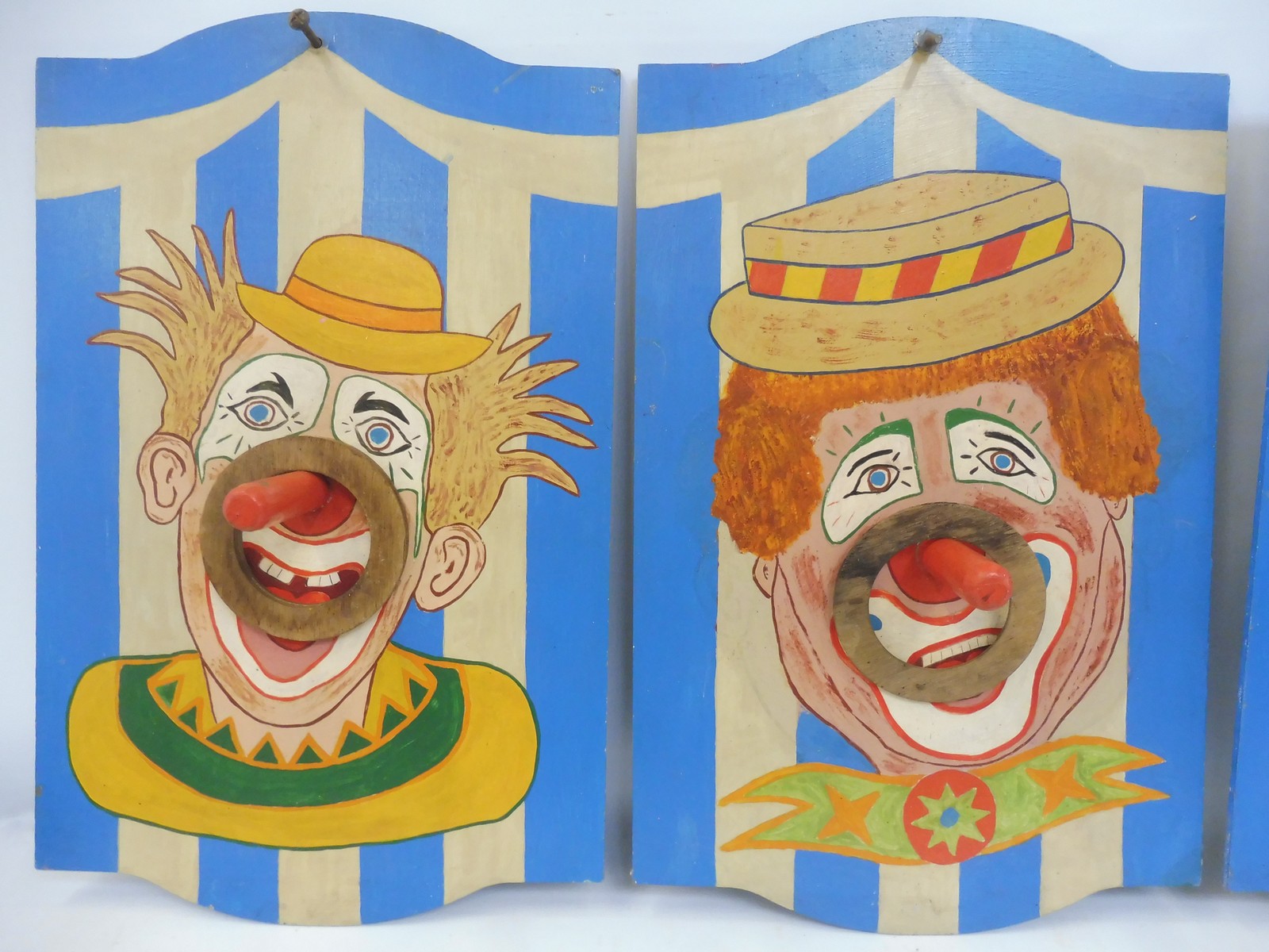 Four fairground clown hoopla boards, original artwork. - Image 2 of 4