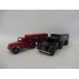 Two playworn Timpo die-cast trucks: a Pickfords Removal and Storers and a Player's Please.