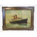 A rare large pictorial tin advertising sign depicting the passenger ship Frederik VIII on the