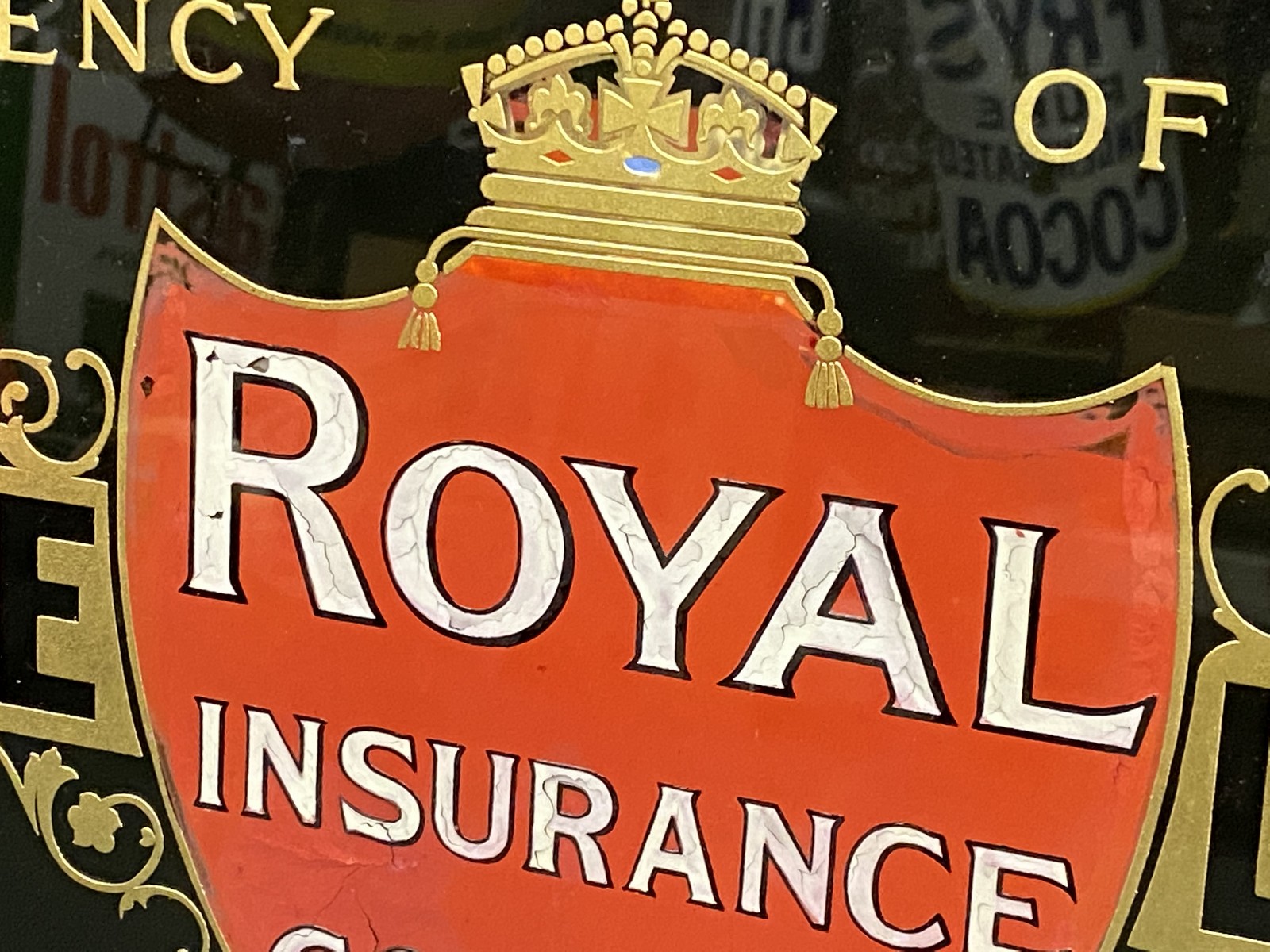 A Royal Insurance Company glass advertising sign, in an oak frame, 17 x 12". - Image 2 of 4