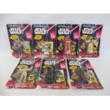 Seven carded Star Wars Bend-ems including Yoda, in good condition.