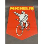A Michelin pictorial glass hanging advertising sign, 13 1/4 x 16 1/4".