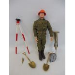 Original Man - a 1960s figure painted head wearing rare combat construction engineer, complete