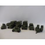 A collection fo pre-war Dinky military vehicles.