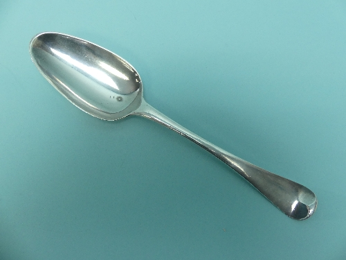 A George II silver picture back Table Spoon, makers mark indistinct but hallmarked London, 1758,