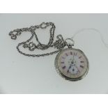 A pretty continental silver Pocket Watch, marked "935", the white dial with 'jewelled' decoration,