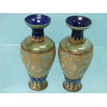 A pair of late 19th century Royal Doulton Slater's patent stoneware Vases, of baluster form with