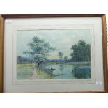 Alfred O. Townsend (British, 1846-1917), "Summer's Day, Fishing, Culmstock", watercolour, signed
