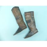 Tribal leather boots: A pair of vintage leather boots, prabably Berber Riding Boots from Morocco/