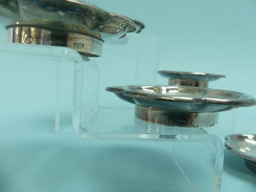 A set of six Chinese silver lobed Dishes, possibly stands for tea bowls, with Chinese character - Image 3 of 3