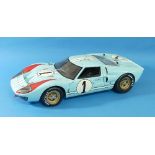 Exoto LMC 10011 1966 Ford GT40 Mk.II Le Mans #1, the 1:10th scale model finished in light blue and
