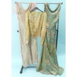 Vintage Fashion: including two 1930s evening gowns and a top in metallic thread fabric, together