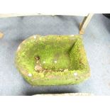 A closed 'U' shaped mossy Red-stone Trough, with drainage hole, approx. 25½in wide x 17¾in deep x