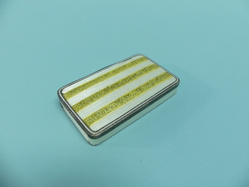 A Continental silver and enamel hinged Snuff Box, the guilloche enamel decoration to sides and lid - Image 3 of 8