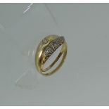 A 22ct yellow gold Wedding Band, 4.1g, Size P, together with a small five stone diamond ring mounted