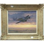 •Keith Woodcock, 96 Sqn Beaufighter flying from Drem, 1943, oil on canvas, signed lower right,