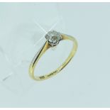 A single stone diamond Ring, the old cut stone c.0.35ct, mounted in 18ct yellow gold and platinum,