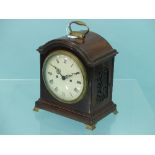 A George III mahogany cased Bracket Clock, with twin fusee movement striking the hours on a bell,